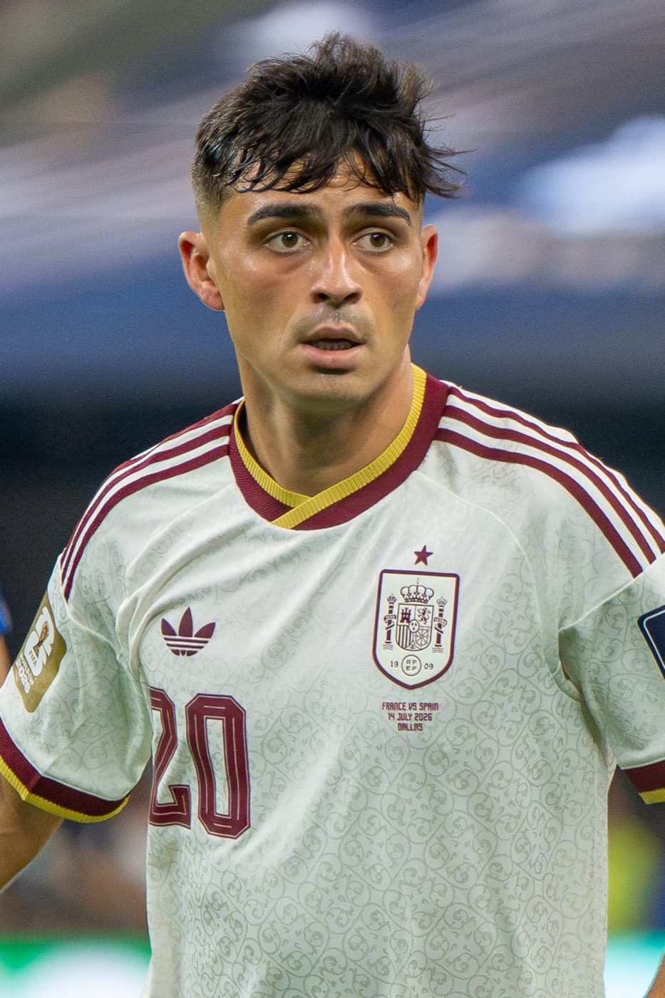 Pedri on the pitch in a Spain shirt